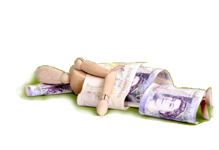 Wooden doll with money